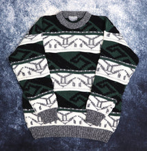 Load image into Gallery viewer, Vintage Green, Black &amp; Cream Aztec Jumper | Small
