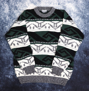 Vintage Green, Black & Cream Aztec Jumper | Small