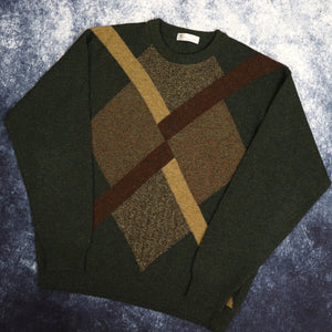 Vintage Green & Brown Diamond Jumper | XL