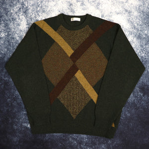 Vintage Green & Brown Diamond Jumper | XL