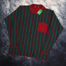Load image into Gallery viewer, Vintage 90&#39;s Green &amp; Burgundy Striped Pocket Jumper | Small
