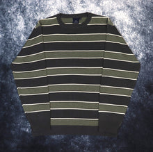 Load image into Gallery viewer, Vintage Green, Grey &amp; Beige Stripy Jumper | Medium
