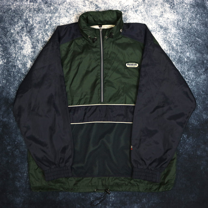 Vintage Green & Navy Reebok Half Zip Windbreaker Jacket