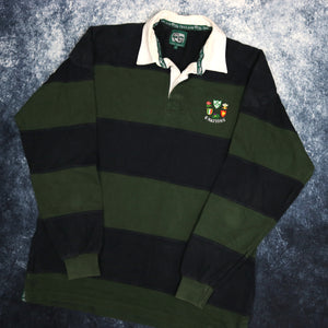 Vintage Green & Navy Striped Ireland Six Nations Rugby Sweatshirt