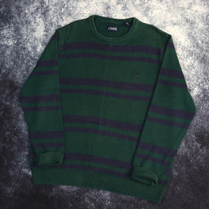 Vintage Green & Navy Stripy Ralph Lauren Chaps Sweatshirt | Large