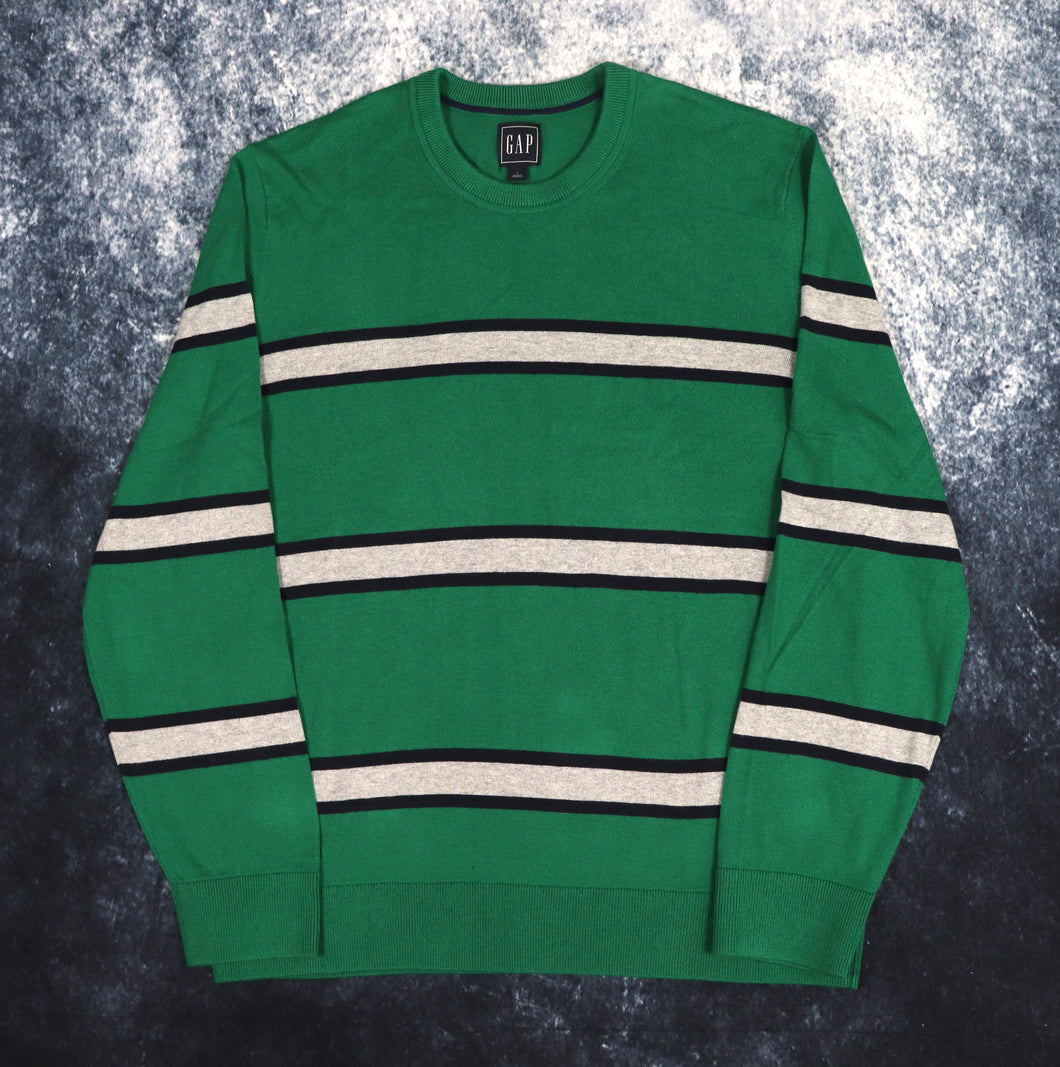 Vintage Green, Navy & Grey Striped GAP Jumper | Large