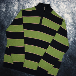 Vintage Green, Navy & Pink Striped 1/4 Zip Jumper