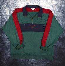 Load image into Gallery viewer, Vintage Green, Navy &amp; Red Colour Block 1/4 Zip Fleece Sweatshirt | XL
