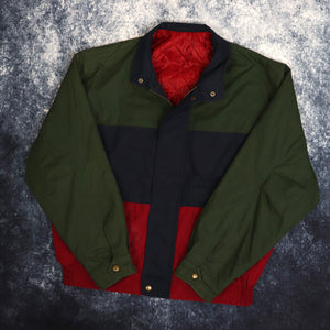 Vintage Green, Navy & Red Colour Block Jacket | XL