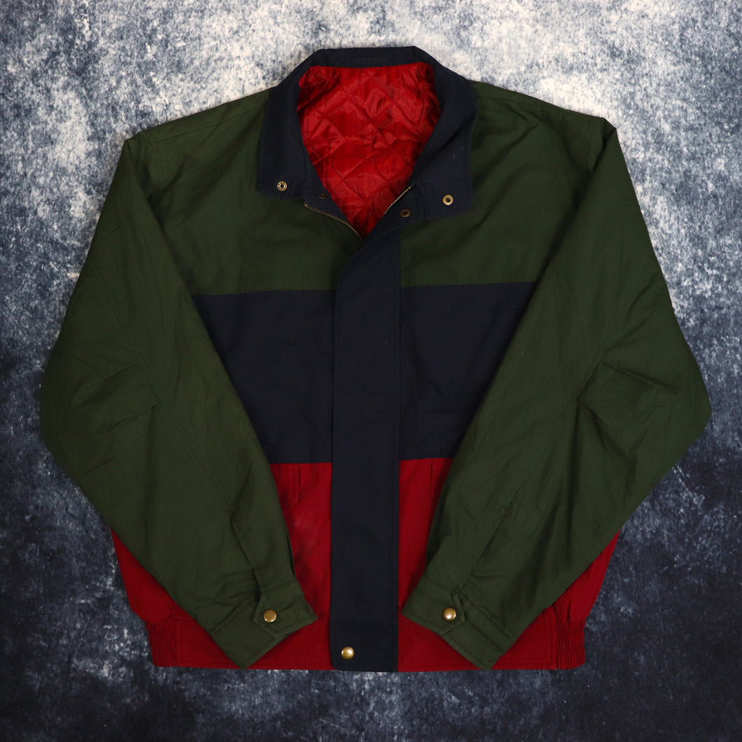 Vintage Green, Navy & Red Colour Block Jacket | XL