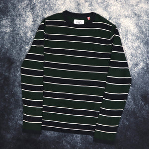 Vintage Green, Navy & White Striped Jumper | Small