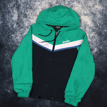 Load image into Gallery viewer, Vintage Green, White &amp; Navy Diadora Windbreaker Jacket | XS
