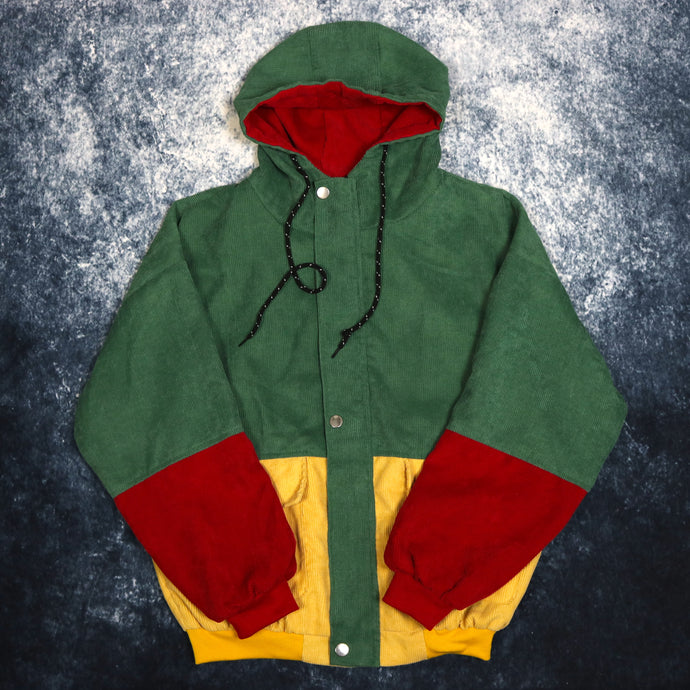 Vintage Green, Yellow & Red Colour Block Corduroy Jacket