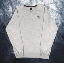 Load image into Gallery viewer, Vintage Grey Adidas Trefoil V Neck Jumper | Large
