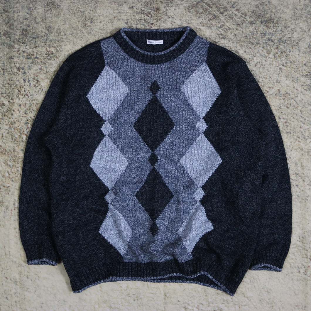 Vintage Grey Argyle Jumper