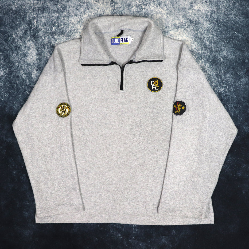 Vintage Grey Chelsea FC 1/4 Zip Fleece Sweatshirt | XXL