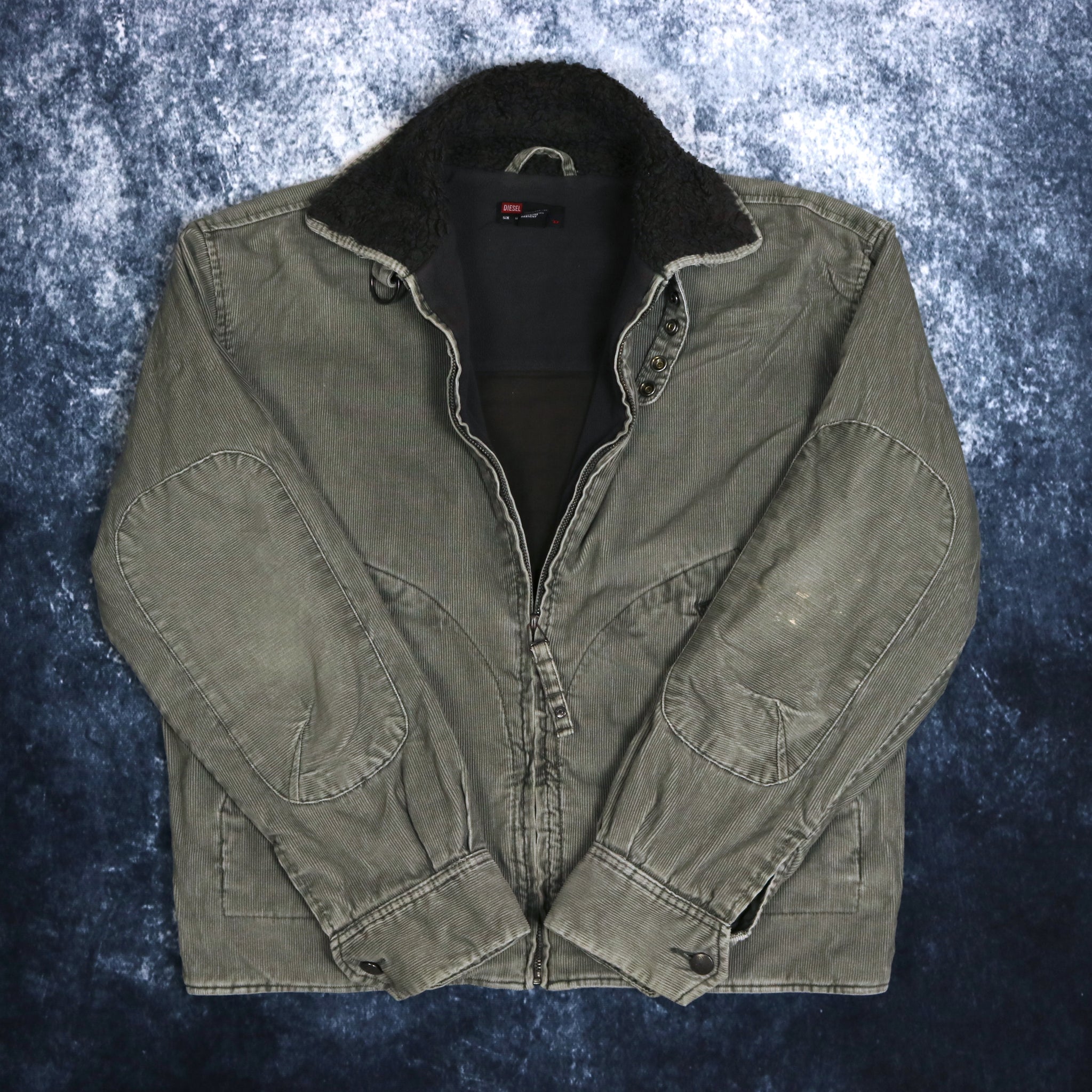 Vintage Grey Diesel Fleece Lined Corduroy Jacket Medium ragkid