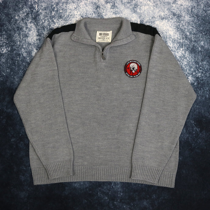 Vintage Grey No Fear 1/4 Zip Jumper