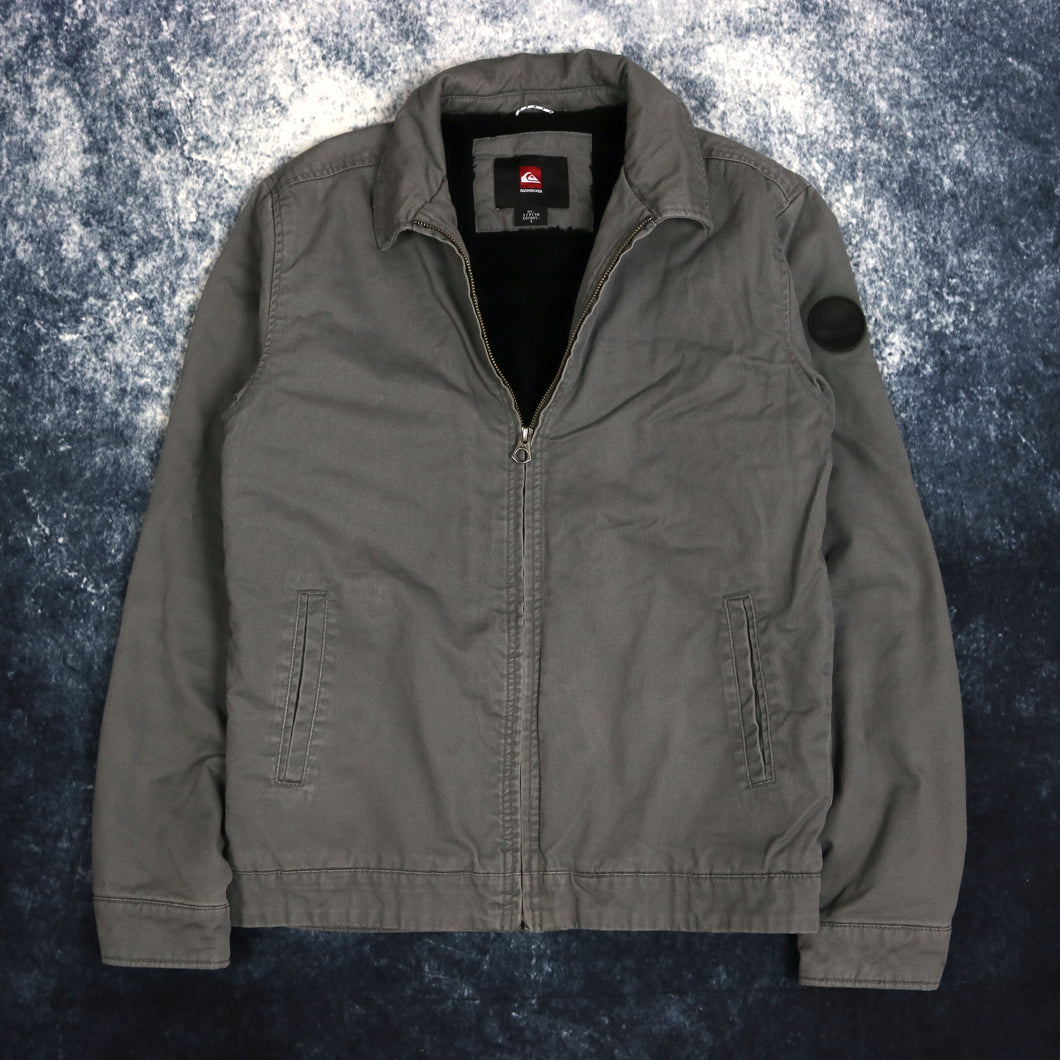 Vintage Grey Quiksilver Fleece Lined Chore Jacket | Small