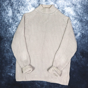 Vintage Grey Ribbed High Neck Jumper | Medium