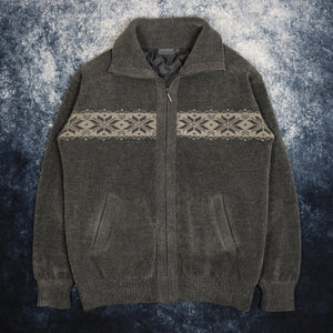Vintage Grey Snowflake Pattern Zip Up Jumper