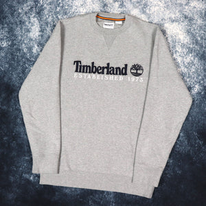 Vintage Grey Timberland Spell Out Sweatshirt | Medium
