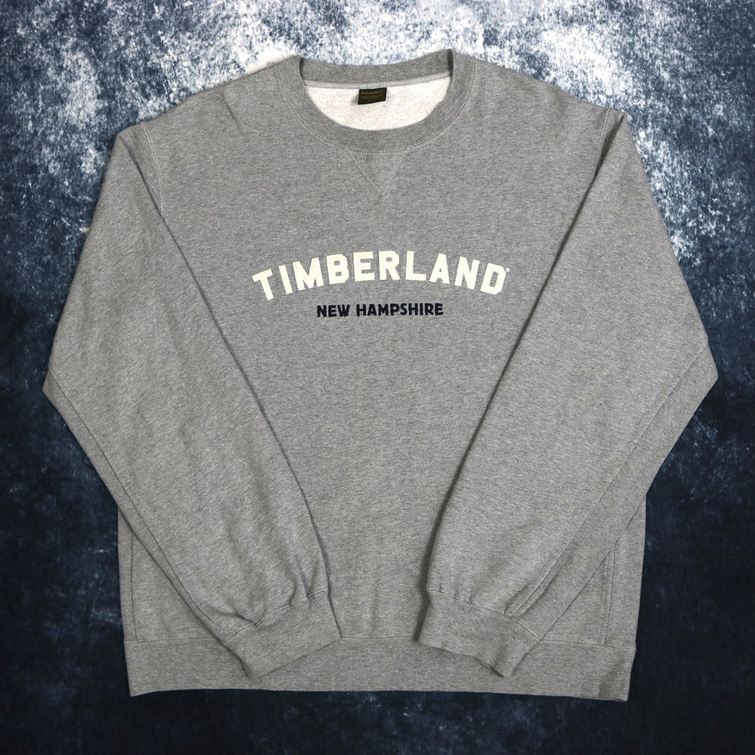 Vintage Grey Timberland Spell Out Sweatshirt | XL