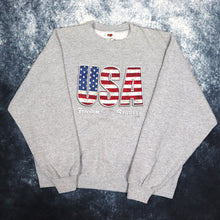 Load image into Gallery viewer, Vintage Grey USA Spell Out Sweatshirt | Large

