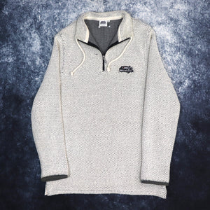 Vintage Grey Weird Fish 1/4 Zip Sweatshirt | Large