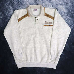 Vintage 90's Grey Whistler Blackcomb Collared Sweatshirt | Large