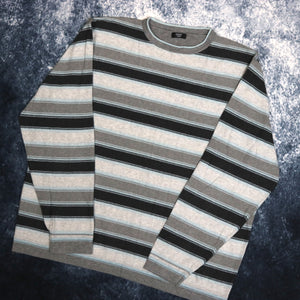 Vintage Grey & Baby Blue Striped Jumper