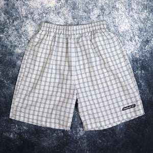 Vintage Grey & Black Checkered Reebok Swim Shorts | Small