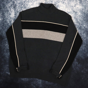 Vintage Grey & Black Colour Block Turtle Neck Jumper | XL