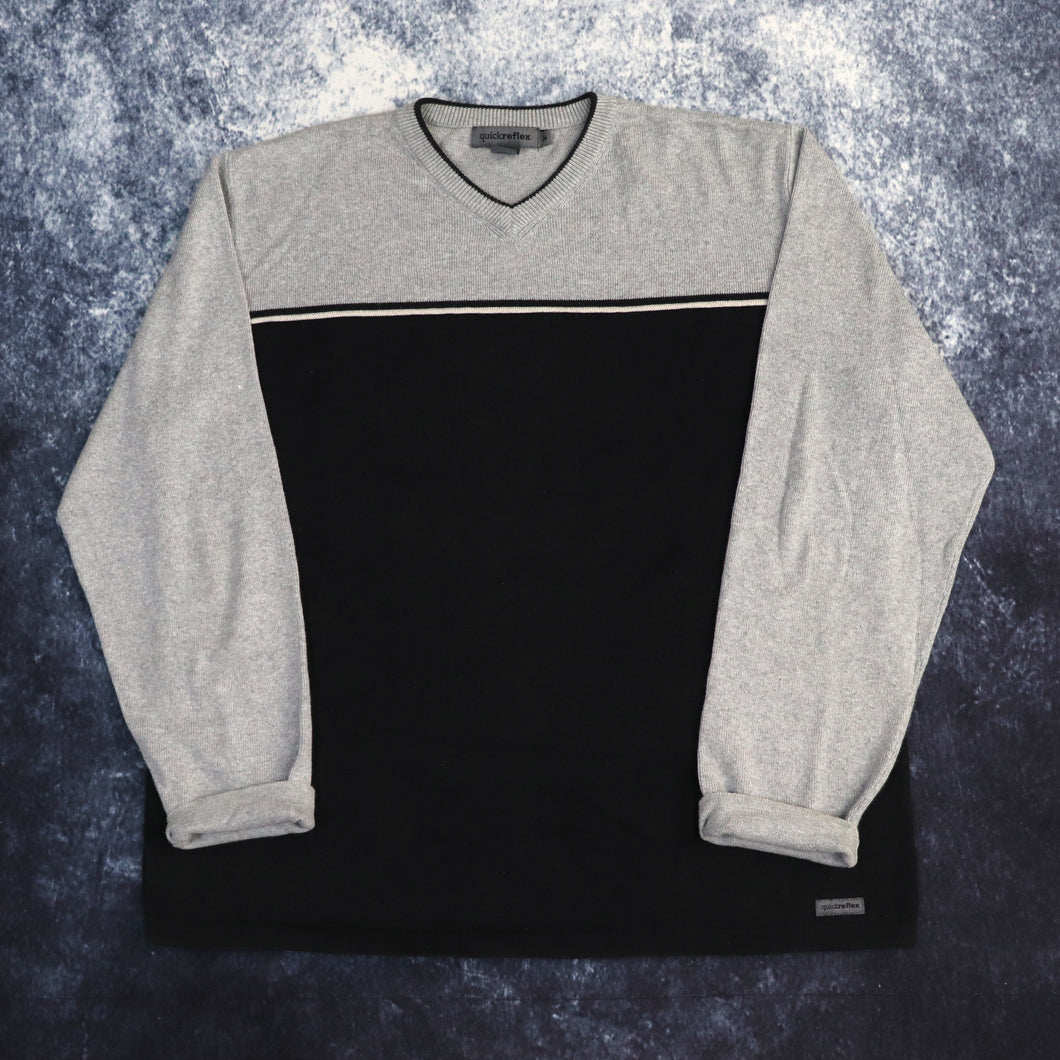 Vintage Grey & Black Quick Reflex Colour Block Jumper | Large