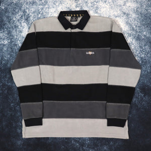 Vintage Grey & Black Striped Guinness Collared Fleece Sweatshirt | XL