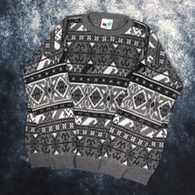 Load image into Gallery viewer, Vintage 90s Grey, Black &amp; White Aztec Grandad Jumper | XL
