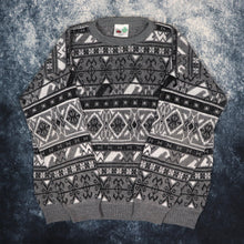 Load image into Gallery viewer, Vintage 90s Grey, Black &amp; White Aztec Grandad Jumper | XL
