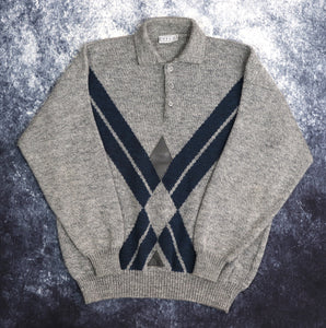 Vintage Grey & Blue Nico Collared Jumper | Medium