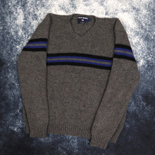 Load image into Gallery viewer, Vintage Grey, Blue &amp; Black Stripy Ralph Lauren Polo Sport Jumper | Medium
