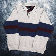 Load image into Gallery viewer, Vintage 90&#39;s Grey, Blue &amp; Burgundy Colour Block Collared Sweatshirt | Small

