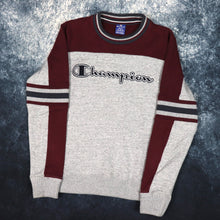 Load image into Gallery viewer, Vintage Grey &amp; Burgundy Champion Spell Out Sweatshirt | XS
