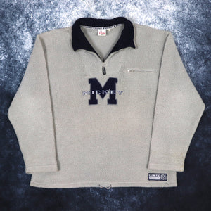 Vintage Grey & Navy Disney Mickey Mouse Big Logo 1/4 Zip Fleece | XL