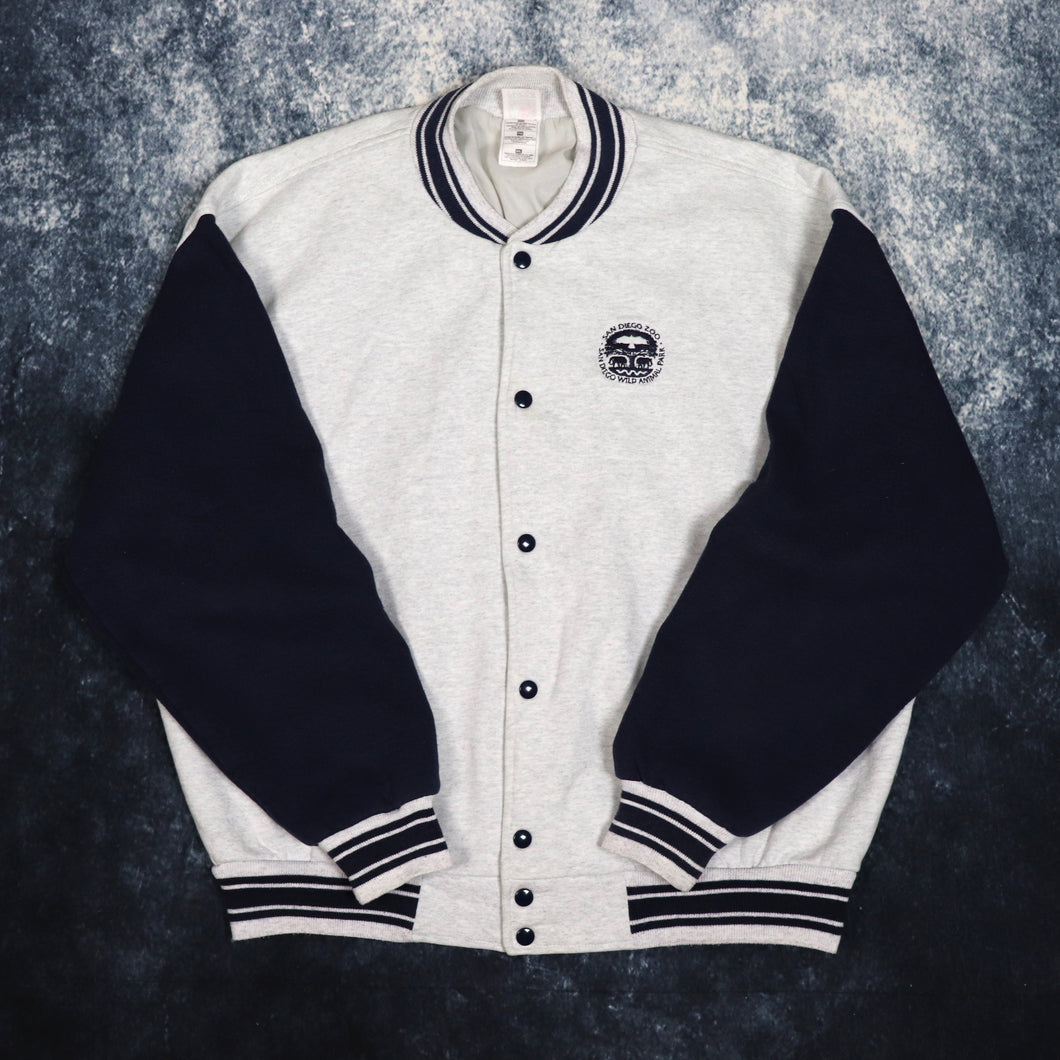Vintage Grey & Navy San Diego Zoo Varsity Jacket | 4XL