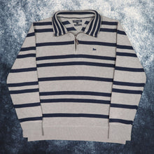 Load image into Gallery viewer, Vintage Grey &amp; Navy Striped 1/4 Zip Sweatshirt | Medium
