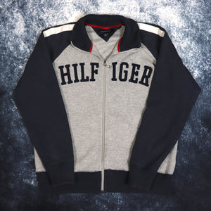 Vintage Grey & Navy Tommy Hilfiger Zip Up Sweatshirt | Large
