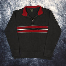 Load image into Gallery viewer, Vintage Grey, Red &amp; White Striped Eddie Bauer 1/4 Zip Jumper | Large
