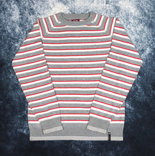 Load image into Gallery viewer, Vintage Grey, White &amp; Red Striped Jumper | Small
