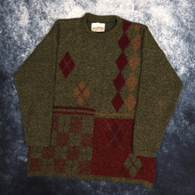 Load image into Gallery viewer, Vintage Khaki Argyle Grandad Jumper | Small
