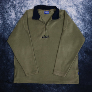 Vintage Khaki Asics 1/4 Zip Fleece Sweatshirt
