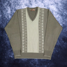 Load image into Gallery viewer, Vintage Khaki Gabicci V Neck Grandad Jumper | Large
